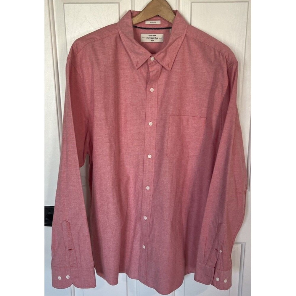 Hawker Rye Stretch Oxford Salmon Pink Long Sleeve Button-Up Shirt XL Short